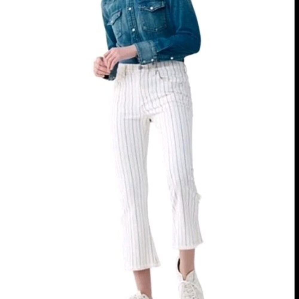 Citizens Of Humanity Jeans Drew Fray High Rise Crop Flare Jeans Creme Denim Boho